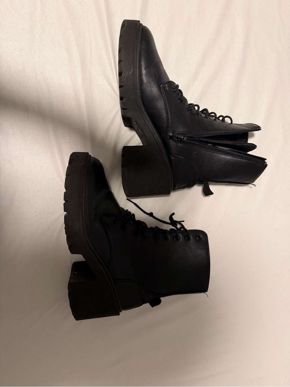 Black Lace-Up Platform Combat Boots - Women’s 8 1/2